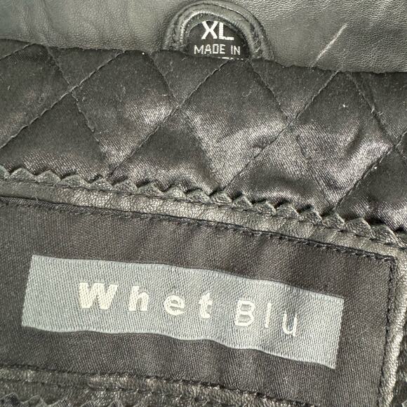 Vintage Leather Button Blazer Jacket Black Whet Blu Size XL - Picture 8 of 8